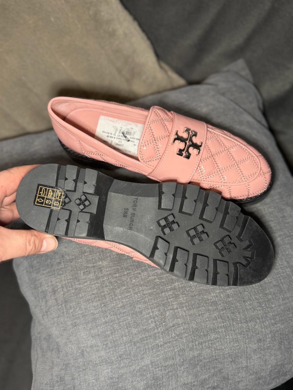 NWOT Tory Burch Women's Pink Mini Everly Chunky Leather Loafer Shoes Size 5.5 - Picture 10 of 11
